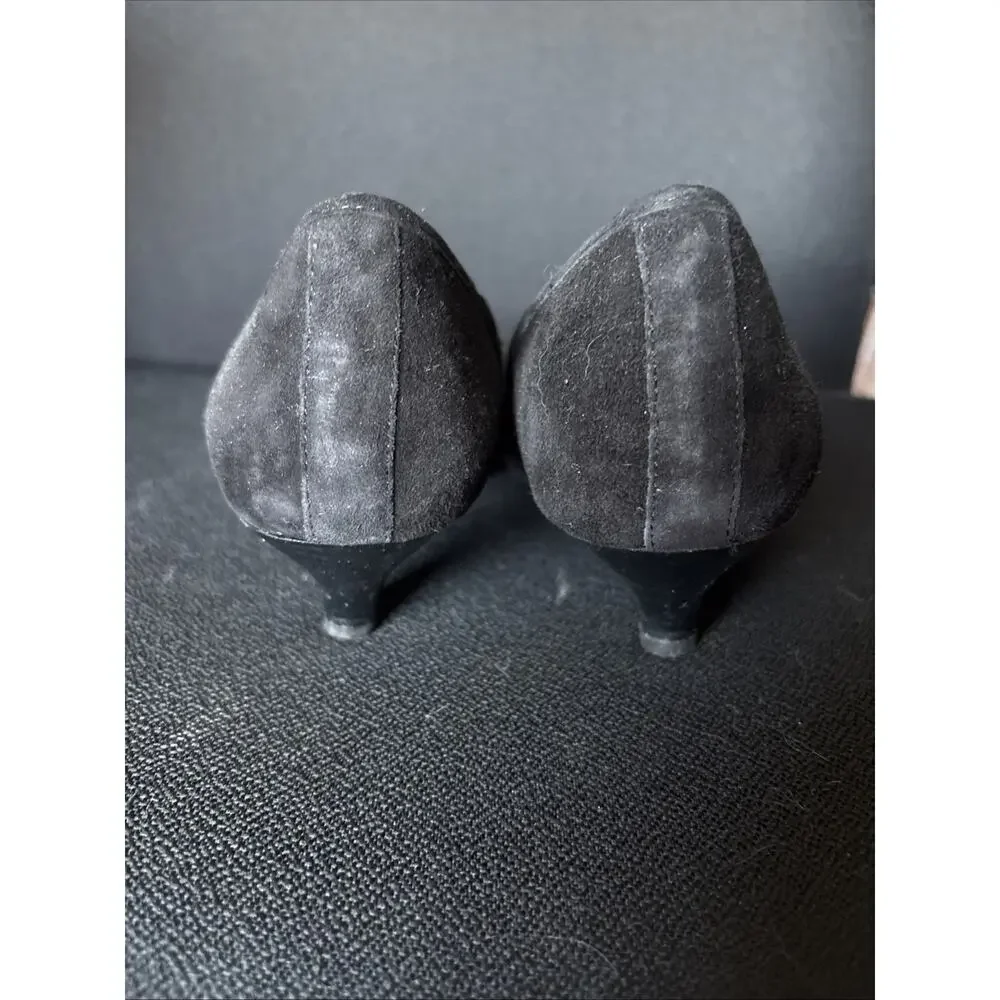 Anne Klein Women’s Black Suede Tassel I Flex Munza Kitten Heels Size 7M
